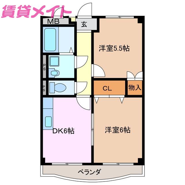 フォレストテラスみずほ(2DK/2階)の間取り写真