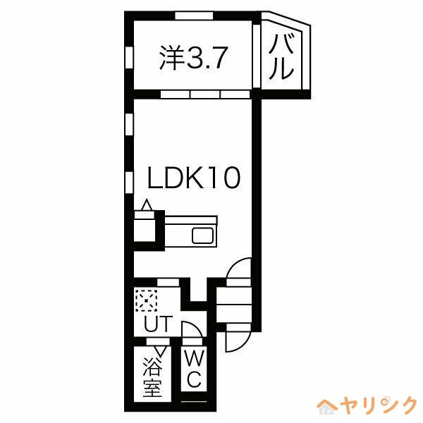 メルヴェイユ二ツ杁(1LDK/1階)の間取り写真