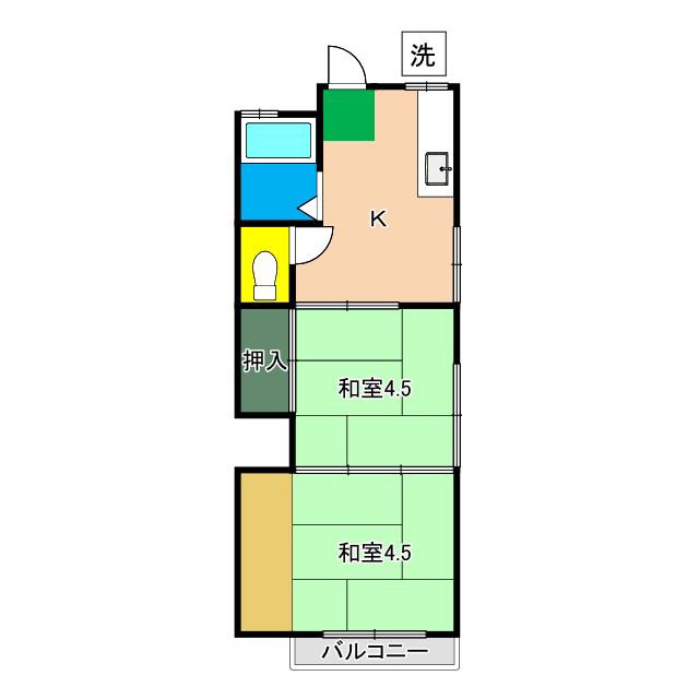 マンション緑(2K/3階)の間取り写真