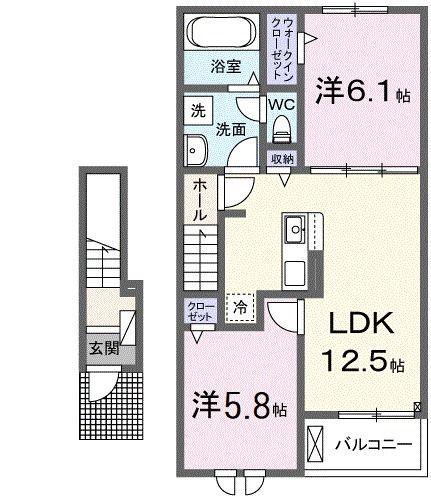 AFCレジデンス・XVIII(2LDK/2階)の間取り写真