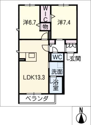 ルフレフラーヴ(2LDK/3階)の間取り写真