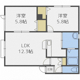 カーサ・N24(2LDK/2階)の間取り写真