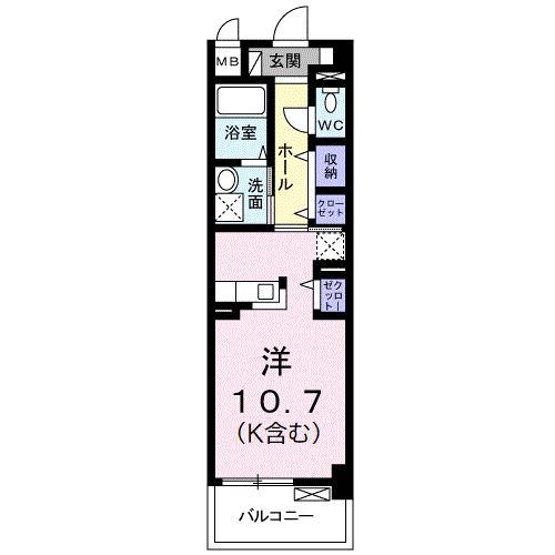 カラフル ウェーブ(ワンルーム/1階)の間取り写真