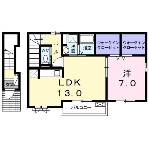 エバーグリーン(1LDK/2階)の間取り写真