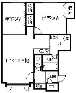 イリスII(2LDK/1階)の間取り写真