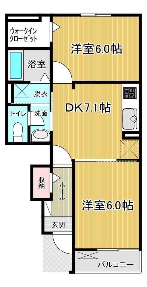 アヴァンティV・B(2DK/1階)の間取り写真