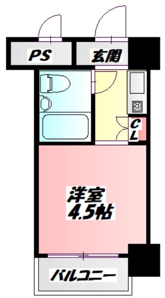 グレンヒルズ旭千林(1K/2階)の間取り写真