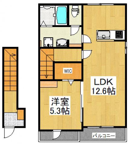 ボヌール(1LDK/2階)の間取り写真