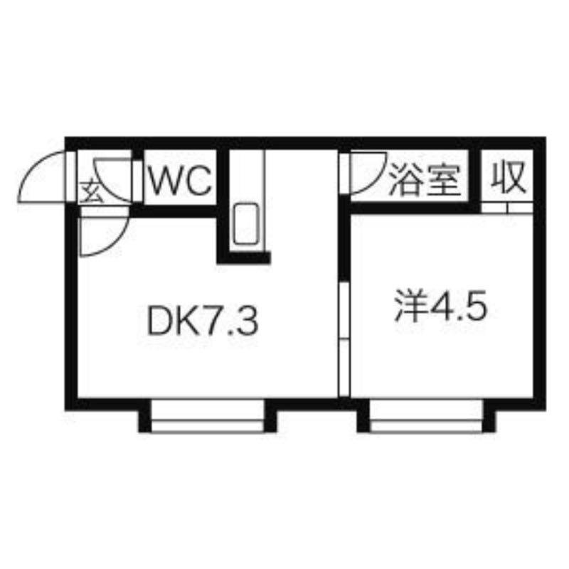 クルーズハウス環状通(1DK/1階)の間取り写真