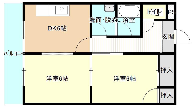 津田野ビル(2DK/3階)の間取り写真