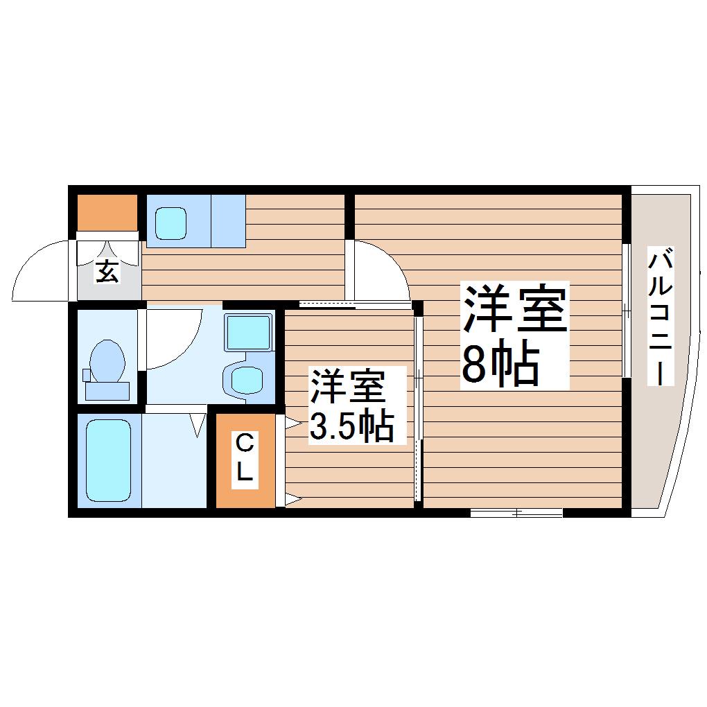 VIP 仙台(2K/3階)の間取り写真