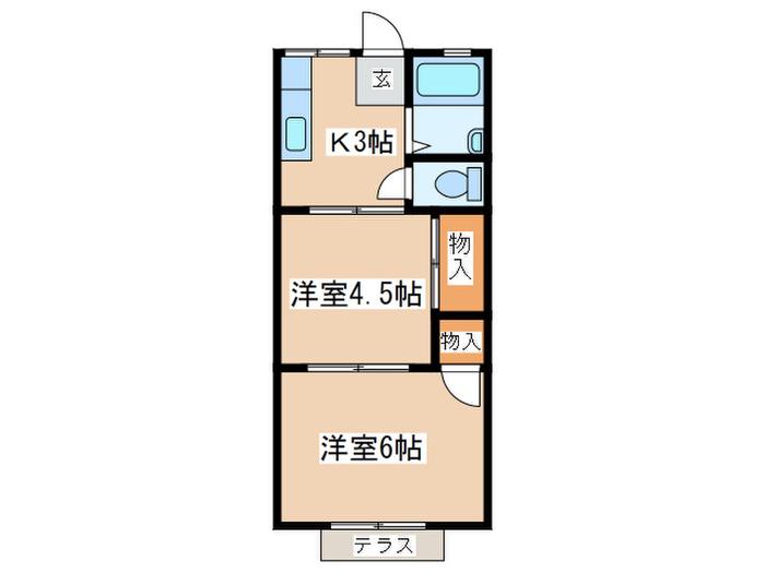 コーポ矢部(2K/1階)の間取り写真