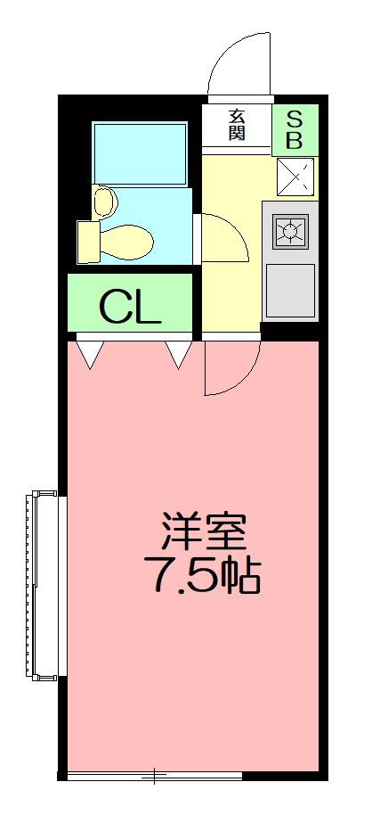 ペルソンヌ下依知(1K/1階)の間取り写真