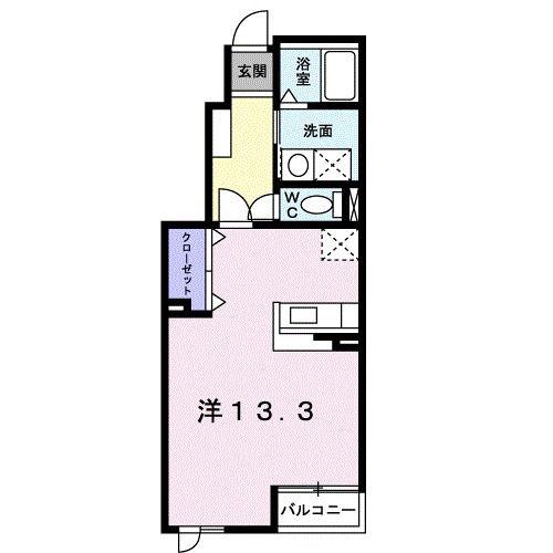 ホークフェザー17(ワンルーム/1階)の間取り写真