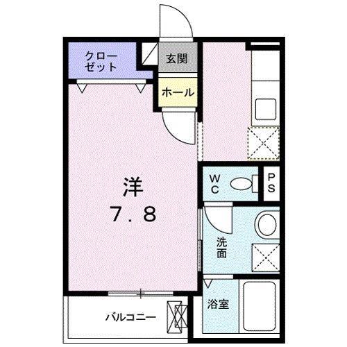 ビリーブ(ワンルーム/2階)の間取り写真