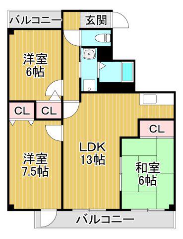 メゾンドソレイユ(3LDK/6階)の間取り写真