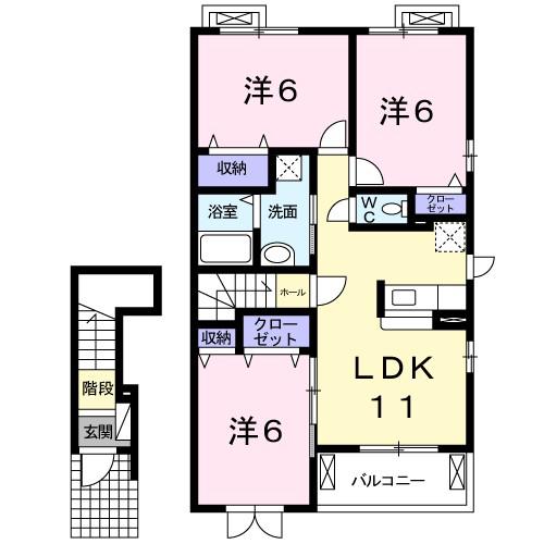 エテルノ フェリーチェI(3LDK/2階)の間取り写真