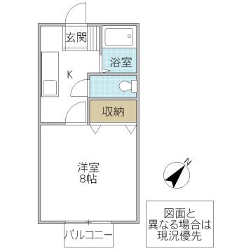 成島ハイツ(1K/2階)の間取り写真