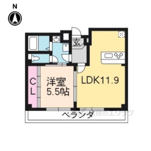 MORE御所南(1LDK/3階)の間取り写真