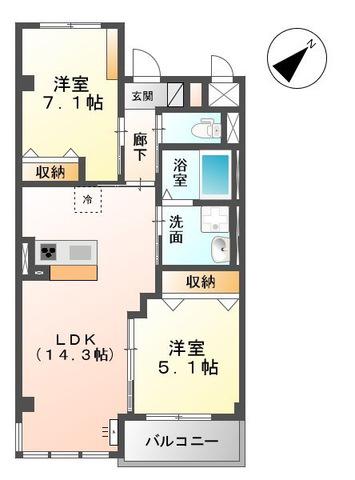 ポンテザール(1LDK/3階)の間取り写真