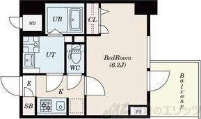 S-RESIDENCE新大阪RISH(1K/2階)の間取り写真