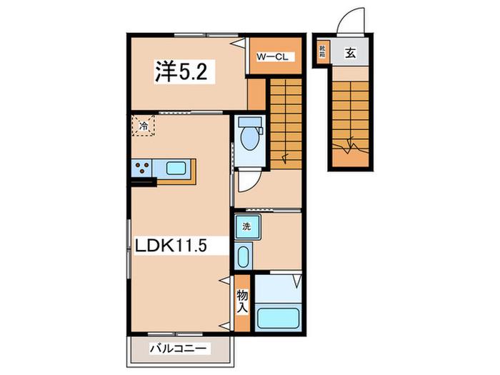 LUPINUS(1LDK/2階)の間取り写真