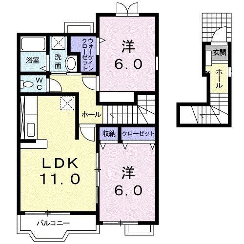 アルバ・カーサ(2LDK/2階)の間取り写真
