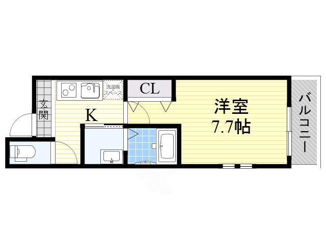 フジパレス杉本町Ⅵ番館(1K/3階)の間取り写真