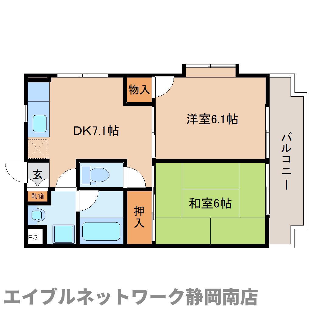 シェソワ西脇(2DK/3階)の間取り写真