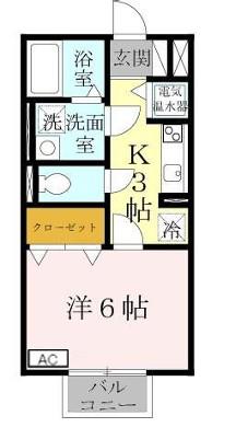 エクセルコート(1K/2階)の間取り写真