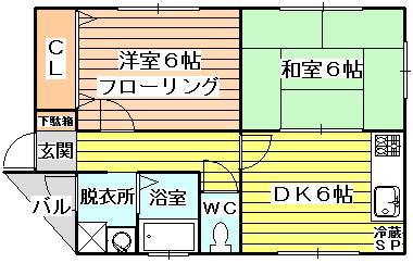 ハヤシハイツ(2DK/3階)の間取り写真