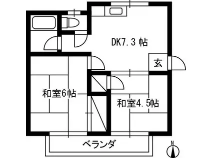 レジデンス大文(2DK/1階)の間取り写真
