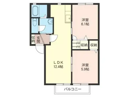 グランシード東城南C(2LDK/1階)の間取り写真