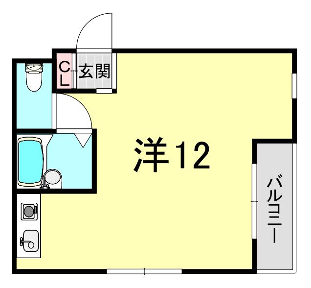 垂水ハイツ(ワンルーム/2階)の間取り写真