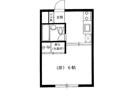 サヌール駒沢(1K/1階)の間取り写真