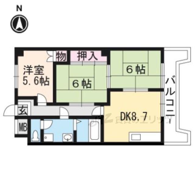 ウエストハイツP1(2LDK/4階)の間取り写真