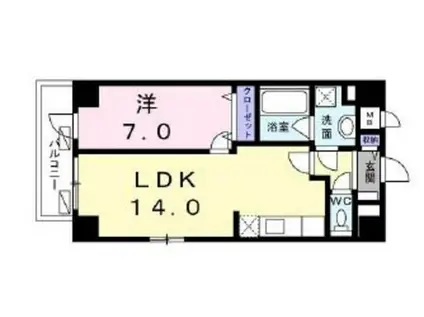 ユヌ ブリーズ 目黒(1LDK/4階)の間取り写真