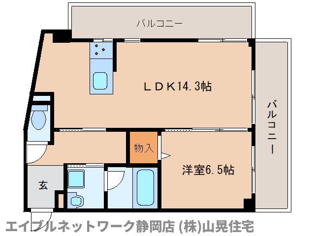 ラックス常磐町(1LDK/4階)の間取り写真