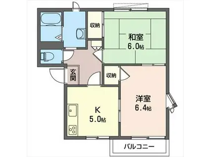 チェリー片柳B(2K/2階)の間取り写真