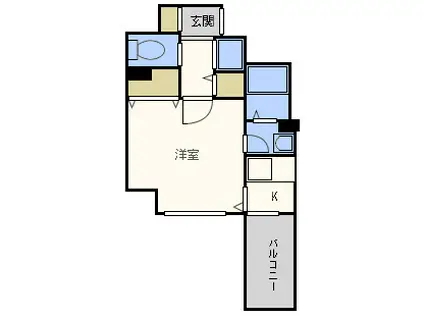 プレサンス難波南アーバニッシュ(1K/2階)の間取り写真