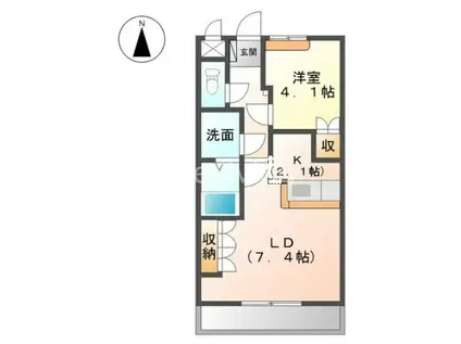レジデンス城西I(1LDK/1階)の間取り写真