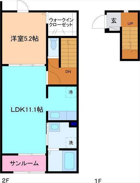 エスポワール(1LDK/2階)の間取り写真