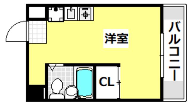 茨木ロイヤル(ワンルーム/5階)の間取り写真