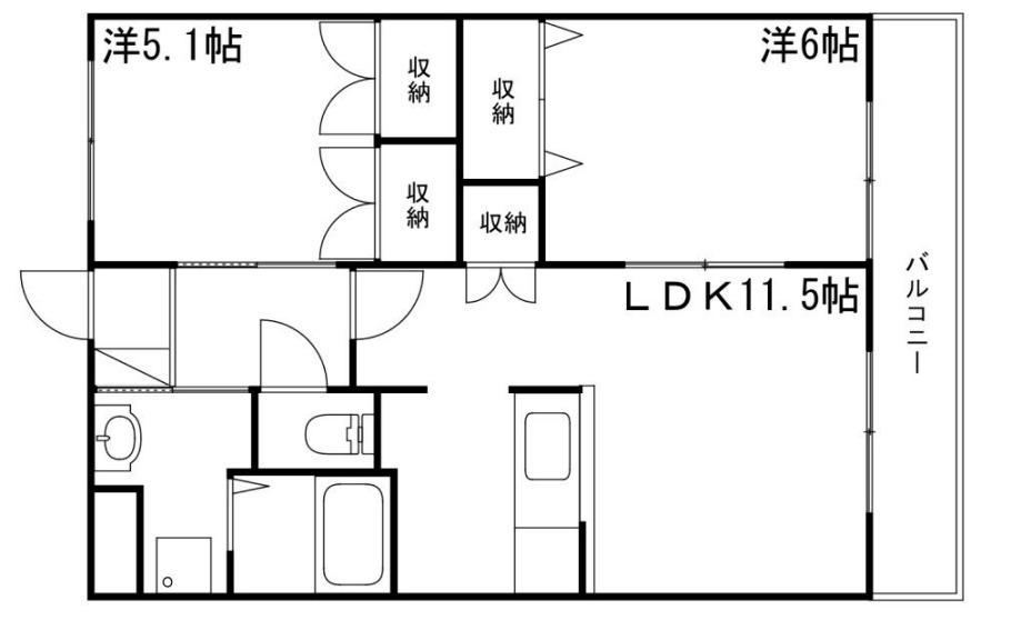 ライツェントパレス(2LDK/2階)の間取り写真