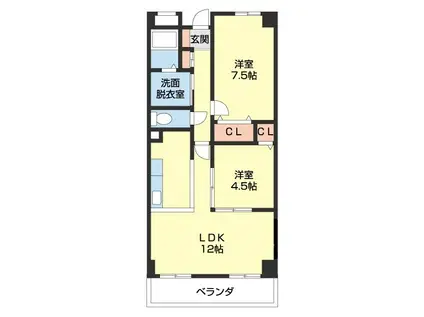 メゾン山水III(2LDK/1階)の間取り写真