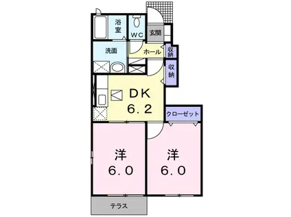 メゾンK・MI(2DK/1階)の間取り写真