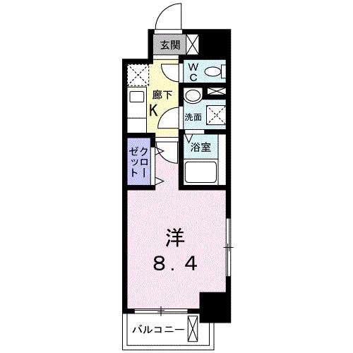 ルーカス 武之橋(1K/2階)の間取り写真