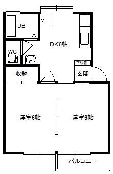 ハイツ原之郷(2DK/2階)の間取り写真