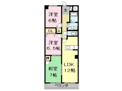 カーサ長良パーク(3LDK/4階)の間取り写真