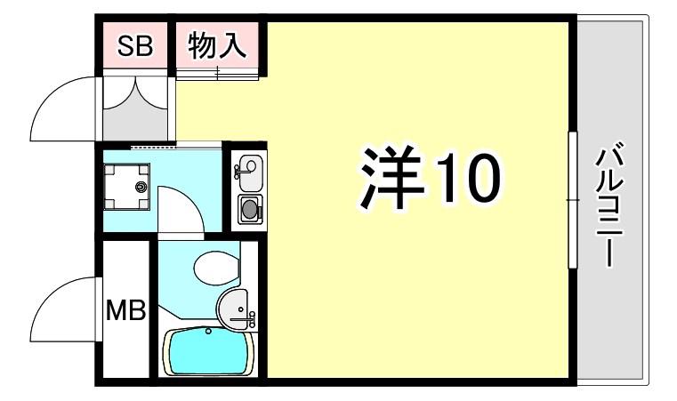 ジュネス神戸(ワンルーム/2階)の間取り写真